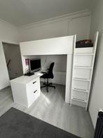 Hoogslaper wit met bureau, Maison & Meubles, Chambre à coucher | Lits superposés & Lits mezzanines, Comme neuf, 90 cm, Enlèvement