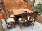 Oude Mechelse tafel met 6 gerenoveerde, stoelen, Ophalen