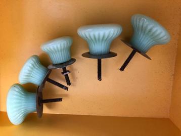 Poignées de meubles anciennes, pâte de verre, lot de 5, Antiquités & Art, Enlèvement