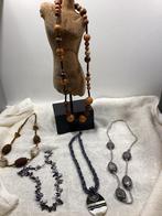 5 halskettingen, Bijoux, Sacs & Beauté, Colliers, Pierre ou Minéral, Comme neuf, Brun, Enlèvement