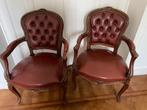 2 Chesterfield fauteuils van leer, Huis en Inrichting, Fauteuils, Ophalen, Gebruikt, Minder dan 75 cm, Chesterfield