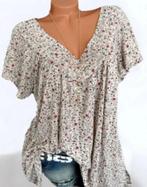 T-shirt fluide floral manches courtes, Kleding | Dames, T-shirts, Verzenden, Nieuw, Wit, Korte mouw
