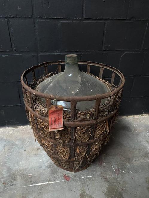 Prachtige oude grote fles Dame Jeanne, Antiek en Kunst, Curiosa en Brocante, Ophalen