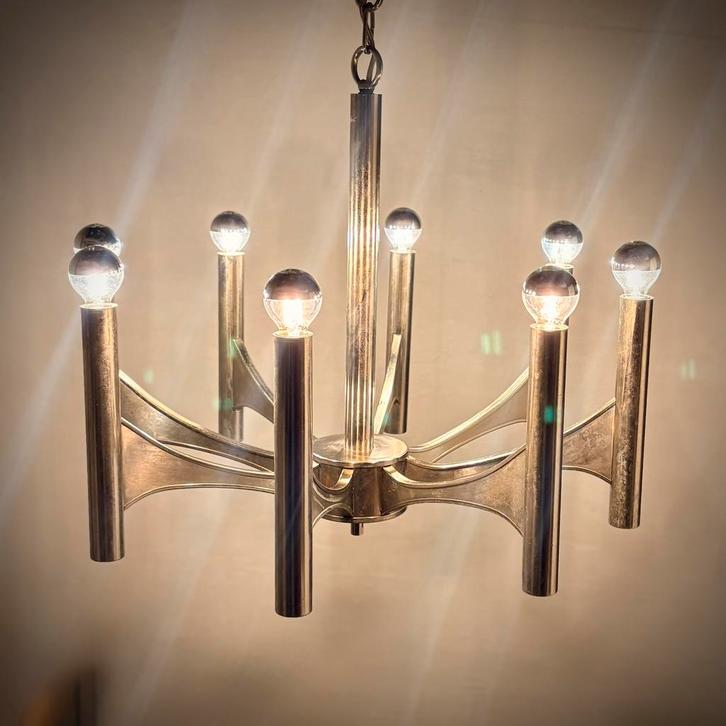 ICONIC SCIOLARI LUSTER, Huis en Inrichting, Lampen | Kroonluchters, Gebruikt, Metaal, Ophalen