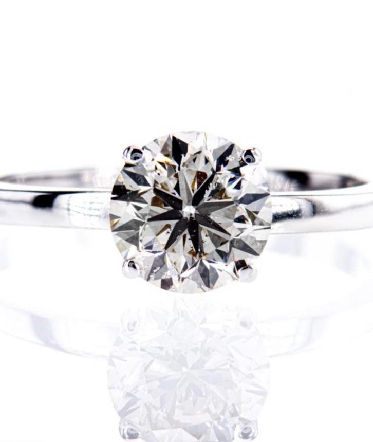 Exclusieve verlovingsring 1,01ct natuurlijke diamant 14k wit, Handtassen en Accessoires, Ringen, Nieuw, Dame, 17 tot 18, Wit, Goud