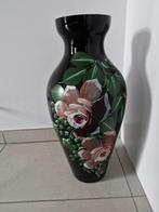 grote zwarte vaas met bloemen in Booms glas 57cm, Antiek en Kunst, Antiek | Vazen, Ophalen