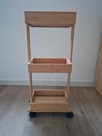 Houten rekje op wieltjes, ideaal voor badkamer/keuken, Moins de 25 cm, Moins de 100 cm, Enlèvement, Utilisé