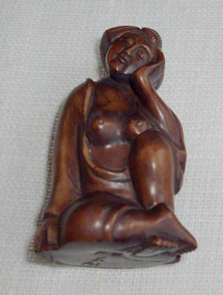 Japan Erotische Shunga Netsuke Buxushout - getekend -Edo era, Antiquités & Art, Art | Art non-occidental, Envoi