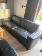 Bankstel zwart leder gebruikt maar kan nog een ronde mee, Ophalen, Gebruikt, Driepersoons, Rechte bank