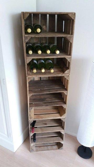 Originele Vintage Fruitkist met dubbeke legplank staand beschikbaar voor biedingen