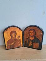 Ancienne peinture sur bois La Sainte Mère avec l'enfant Jésu, Ophalen of Verzenden