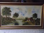 Schilderij landschap met water en huisje, Ophalen