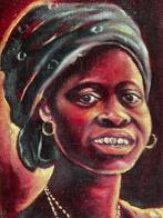Schilderij "Afrikaanse Congolese vrouw" op Fluwelen Doek, Verzenden