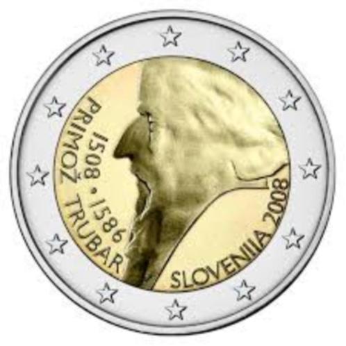 2 euros Slovénie 2008 'Trubar', Timbres & Monnaies, Monnaies | Europe | Monnaies euro, Monnaie en vrac, 2 euros, Slovénie, Enlèvement ou Envoi