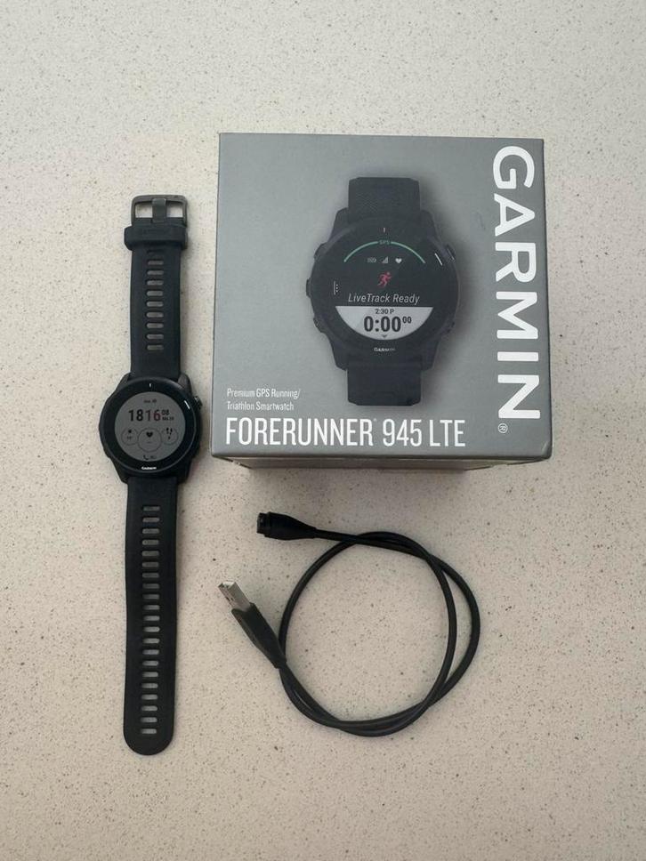 Garmin forerunner 945 LTE, Handtassen en Accessoires, Sporthorloges, Gebruikt, Android, Zwart, Ophalen