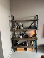 industriele wandrek/ boekenkast -metaal&hout, Huis en Inrichting, Kasten | Boekenkasten, Ophalen, Met plank(en), Gebruikt, 100 tot 150 cm