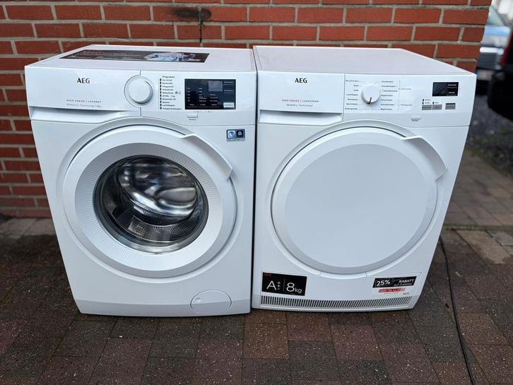 Wasmachine AEG A+++ 8kg& droger AEG A+++ 8kg set!, Elektronische apparatuur, Wasmachines, Zo goed als nieuw, Ophalen