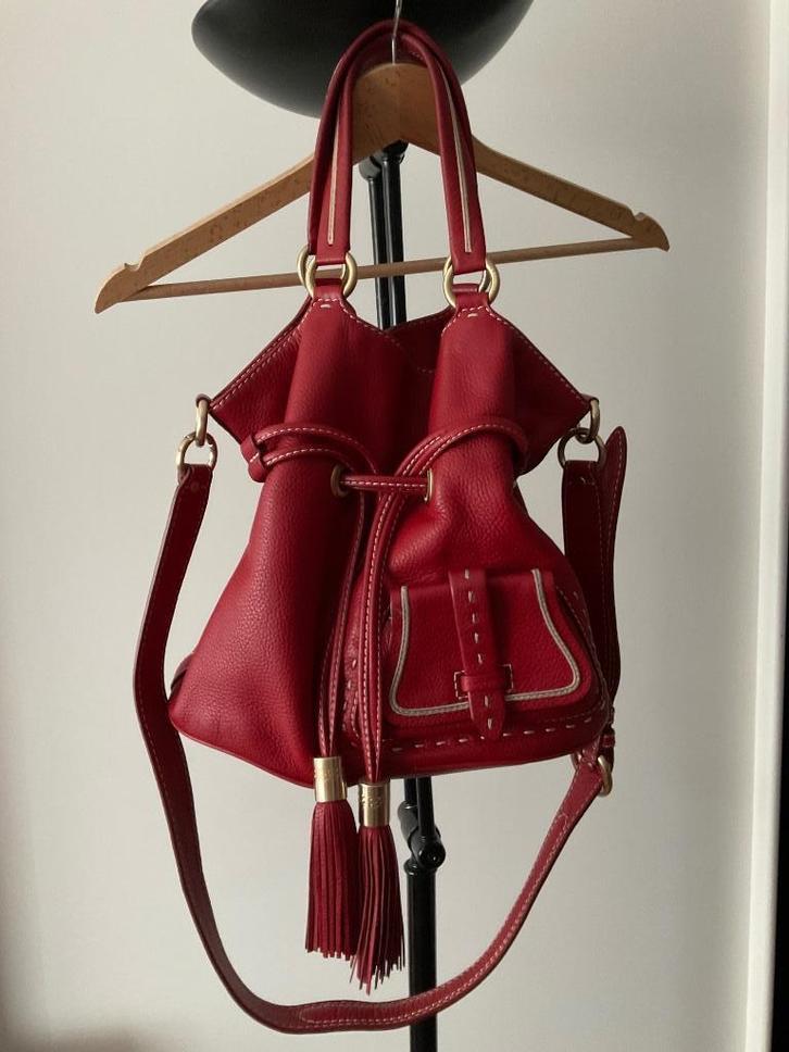 Sac seau Lancel, Handtassen en Accessoires, Tassen | Damestassen, Zo goed als nieuw, Schoudertasje, Rood, Ophalen