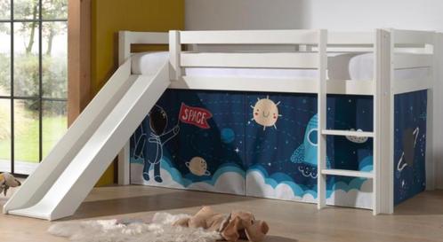 Pino Halfhoogslaper wit met glijbaan en matras 200x100cm, Kinderen en Baby's, Kinderkamer | Stapelbedden en Hoogslapers, Zo goed als nieuw