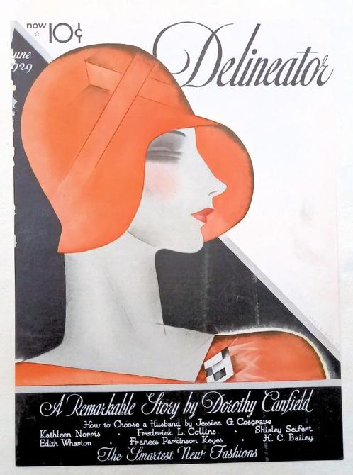 Art deco cover Delineator June 1929 Helen Dryden, Antiquités & Art, Art | Lithographies & Sérigraphies, Enlèvement ou Envoi