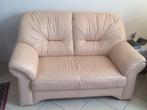 Lederen zetel 2 zit, licht beige/wit (150cm breed, 90cm diep, Huis en Inrichting, Ophalen, 150 tot 200 cm, Tweepersoons, Zo goed als nieuw