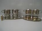 2 vintage inox verzilverde koffiesets Dur-o-bor op plateau, Antiek en Kunst, Ophalen