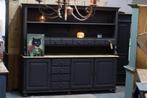 Grote industriele servieskast / buffetkast black, Huis en Inrichting, Kasten | Buffetkasten, Ophalen, 200 cm of meer, Zo goed als nieuw