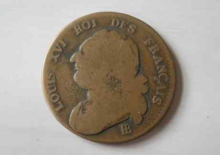 Monnaie française 1792 BB à l'effigie de Louis XVI, Postzegels en Munten, Munten | Europa | Niet-Euromunten, Frankrijk, Ophalen