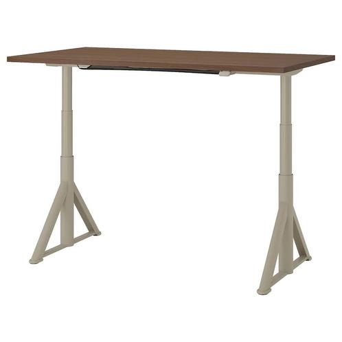 Bureau zit/sta, bruin/beige, 120x70 cm te koop - IDÅSEN, Huis en Inrichting, Bureaus, Zo goed als nieuw, Bureau, Ophalen
