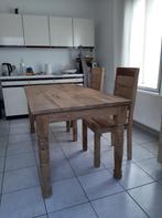 Volhouten eettafel, 2 stoelen en bank, Huis en Inrichting, Ophalen, Zo goed als nieuw