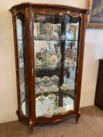Prachtige gebogen vitrine vol met brons en marmer bovenop, Antiek en Kunst, Ophalen