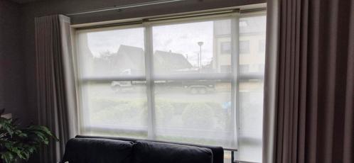 4 rolgordijnen met transparante witte gordijn., Huis en Inrichting, Stoffering | Gordijnen en Lamellen, Zo goed als nieuw, Ophalen