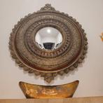 Antieke spiegel met heksenoog — bol glas — barok frame, Antiek en Kunst, Ophalen of Verzenden