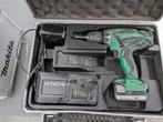 Hitachi schroefmachine + bitset + 2 batterijen, Doe-het-zelf en Bouw, Ophalen, Gebruikt, Boor- en Schroefmachine