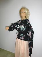 Zwarte cropped hoodie met bloemen maat 146 actie 4+1 gratis, C&A, Meisje, Trui of Vest, Ophalen of Verzenden