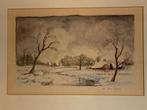 Aquarel winterlandschap A. Ducaju, Enlèvement ou Envoi