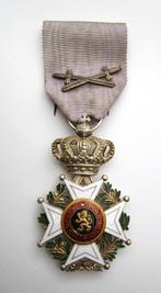 Orde van Leopold  Ridder, zwaarden op lint, Verzamelen, Militaria | Algemeen, Ophalen of Verzenden, Landmacht, Lintje, Medaille of Wings