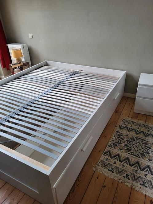 Lit Ikea BRIMNES avec rangement 160x200, Huis en Inrichting, Slaapkamer | Bedden, Gebruikt