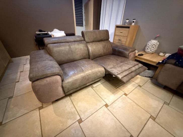 Salon cuir H&L complet – 3pl + 2pl + pouf – 255€, Huis en Inrichting, Zetels | Zetels, Zo goed als nieuw, Rechte bank, Vierpersoons of meer
