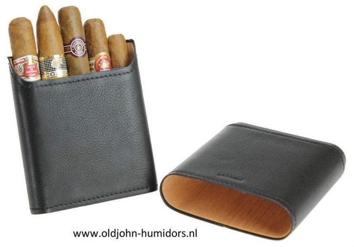 ADORINI SIGARENKOKER ECHT LEER- MAT ZWART  3-5 SIGAREN  sk06, Verzamelen, Rookartikelen, Aanstekers en Luciferdoosjes, Nieuw, Tabaksdoos of Verpakking