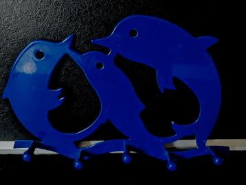 Porte serviette dauphins en métal bleu marine, Enlèvement ou Envoi, Métal