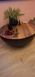 Ronde Metaal houten Salontafel, Huis en Inrichting, Ophalen, Combineerbaar met verschillende stijlen, Rond, Zo goed als nieuw