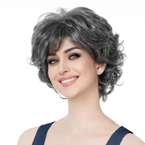 Mooie pruik kort kapsel in grijsmix kleur AB009, Handtassen en Accessoires, Uiterlijk | Haarverzorging, Nieuw, Pruik of Haarverlenging