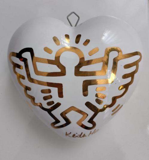 Keith Haring keramiek hart Creativando wit/goud, Antiek en Kunst, Kunst | Overige Kunst, Ophalen of Verzenden