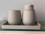 Badkamerset zeepdispenser + beker op schaaltje 19,5x11,5cm, Ophalen, Gebruikt, Overige typen