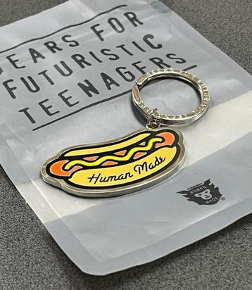 Porte-clés hot-dog fabriqué par l'homme, 6 cm, hotdog