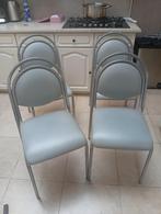 setje van 4 mooie stevige keuken stoelen, Ophalen, Gebruikt, Vintage, Metaal