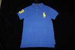 Felblauwe polo "Ralph Lauren" fluogele print, maat: Small,, Blauw, Ralph Lauren, Ophalen of Verzenden, Gedragen