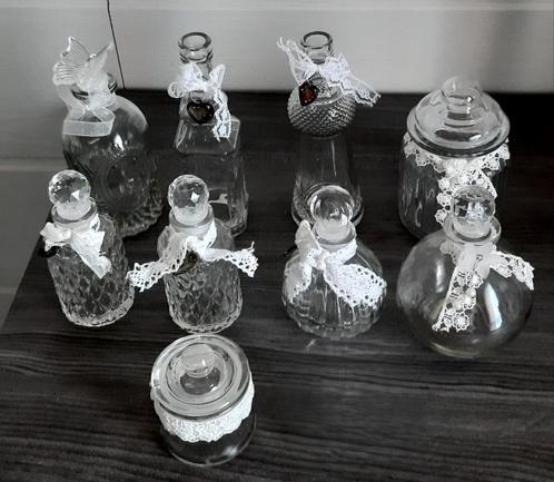 Set van 9 decoratieve glazen flesjes-verschillende modellen, Antiek en Kunst, Curiosa en Brocante, Ophalen of Verzenden