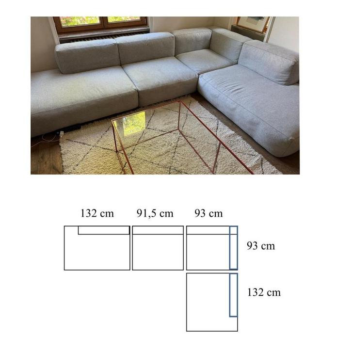 Canapé HAY Mags Soft gris clair – bon état – 550 €, Huis en Inrichting, Zetels | Zetels, Gebruikt, Hoekbank, Vierpersoons of meer